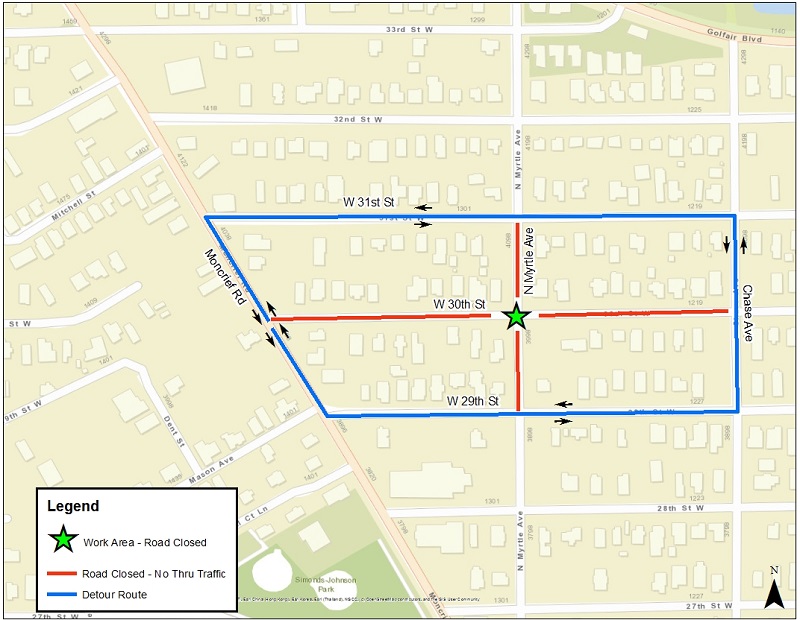 W Myrtle and 30th Emergency MH Map